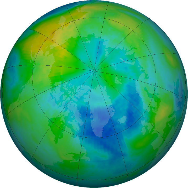 Arctic ozone map for 14 October 1980